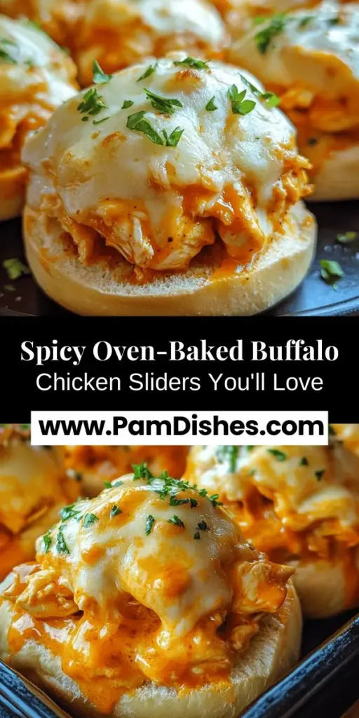 Looking for a delicious crowd-pleaser? Try these Spicy Oven-Baked Buffalo Chicken Sliders! Ideal for game day or family gatherings, these sliders feature tender chicken coated in zesty buffalo sauce, topped with creamy coleslaw for a satisfying crunch. They're easy to make and customizable, ensuring everyone can enjoy! Perfect for sharing and indulging in bold flavors. Don't miss out! #BuffaloChicken #Sliders #PartyFood #ComfortFood #RecipeShare #GameDaySnacks
