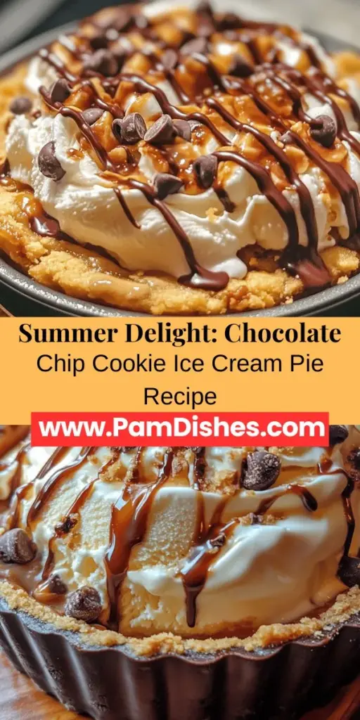 Cool off this summer with a mouthwatering Chocolate Chip Cookie Ice Cream Pie! This delicious dessert seamlessly combines warm, chewy cookie crust with rich, creamy ice cream for a treat that everyone will love. Perfect for BBQs or birthday parties, it’s easy to make and visually appealing. Customize with your favorite ice cream flavor, add toppings, and enjoy a delightful slice of summer indulgence. #IceCreamPie #SummerDesserts #ChocolateChipCookies #SweetTreats #DessertLovers