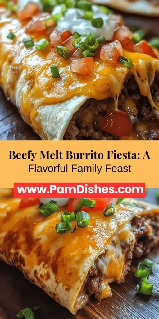 Transform your weeknight dinners with the Beefy Melt Burrito Fiesta, a delectable mix of seasoned beef, creamy cheese, and fresh veggies wrapped in a soft tortilla. Perfect for family gatherings or a cozy night in, this recipe is easy to follow and full of flavor. Plus, customize it to suit any palate with various toppings and fillings. Dive into the world of burritos today! #BurritoFiesta #ComfortFood #BeefyMelt #EasyRecipes #Foodie