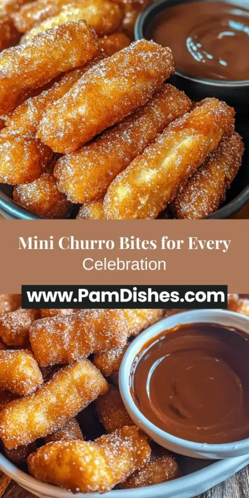Discover the joy of Sweet Mini Churro Bites! These bite-sized treats combine a crispy exterior with a fluffy, sweet interior, making them perfect for parties, gatherings, or simply as an afternoon snack. Easy to make, they can be coated in cinnamon sugar and served warm with your favorite dipping sauce. Indulge in this delightful twist on a classic favorite that everyone will love! #ChurroBites #MiniChurros #DessertIdeas #BakingFun #SweetTreats #HomemadeGoodness
