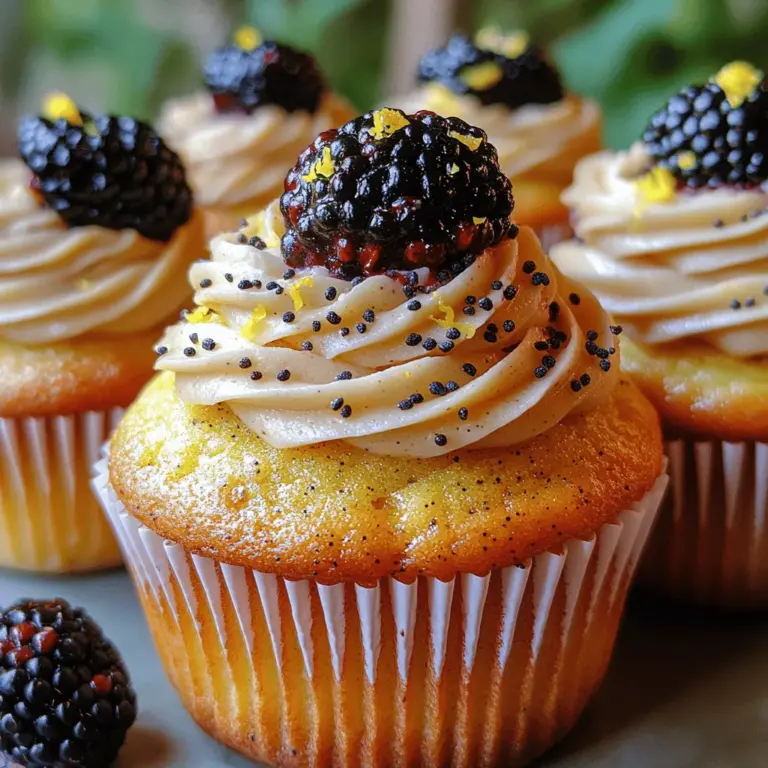 If you’re on the hunt for a delightful dessert that perfectly balances zesty flavors with sweet notes, look no further than Zesty Lemon Poppy Seed Delights with Blackberry Bliss. This recipe is a celebration of contrasting tastes, featuring the bright, tangy flavor of fresh lemons harmonizing beautifully with the nutty crunch of poppy seeds. Adding to this delightful mix is a luscious blackberry frosting that not only adds a pop of color but also a burst of sweetness that ties everything together.