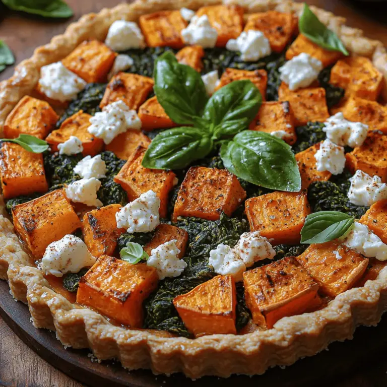 If you're searching for a delicious and healthy dish that can elevate any meal, look no further than the Sweet Potato Feta & Spinach Tart. This vibrant tart harmoniously combines the earthy sweetness of roasted sweet potatoes with the savory richness of feta cheese and the nutrient-packed goodness of fresh spinach. Not only does it serve as a feast for the eyes, but it also boasts a wealth of flavors and textures that make it a standout choice for any occasion.