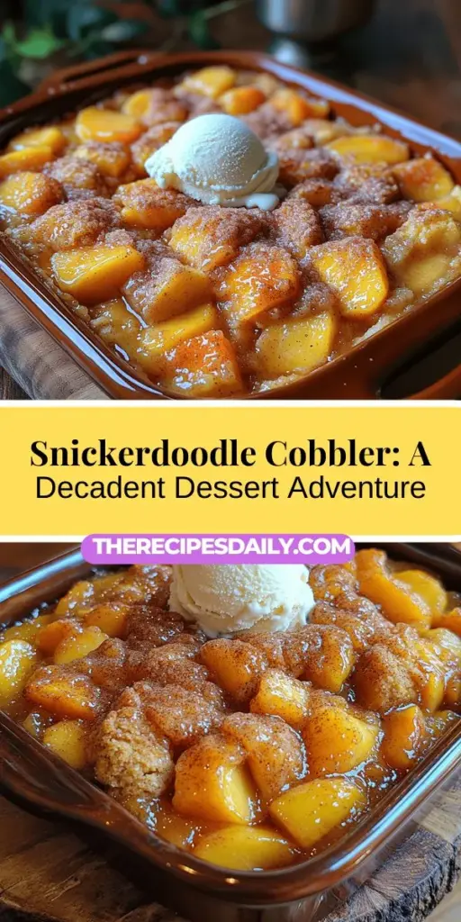 Discover the irresistible delight of Snickerdoodle Cobbler, a unique dessert that combines the warm, buttery texture of cobbler with the nostalgic flavors of snickerdoodle cookies. This recipe features a soft, cookie-like topping over a bubbling fruit filling, creating a comforting experience perfect for any occasion. Easy to prepare, it’s a perfect treat for family gatherings or quiet nights in. Indulge in the harmonious blend of sweet and spicy cinnamon flavors, and fill your home with its delightful aroma. Enjoy every bite of this unforgettable dessert!