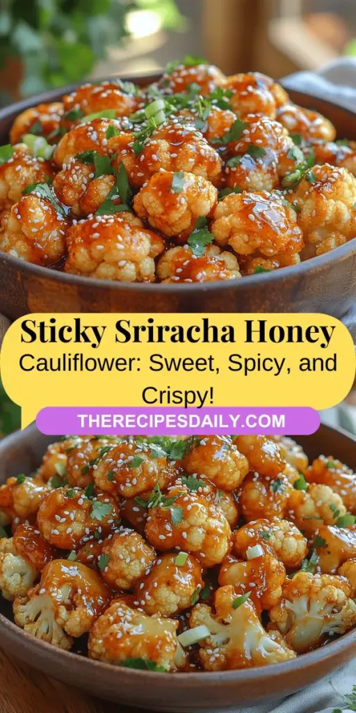 Experience a delightful twist on vegetarian cuisine with Sticky Sriracha Honey Cauliflower. This recipe turns simple cauliflower into a crispy, sweet, and spicy dish that's perfect as an appetizer or side. With a unique combination of honey, Sriracha, soy sauce, and fresh ginger, each bite bursts with flavor. Easy to prepare, this dish caters to both seasoned chefs and beginners alike, making it a must-try for any meal or gathering. Discover the joy of cooking with this vibrant recipe today!