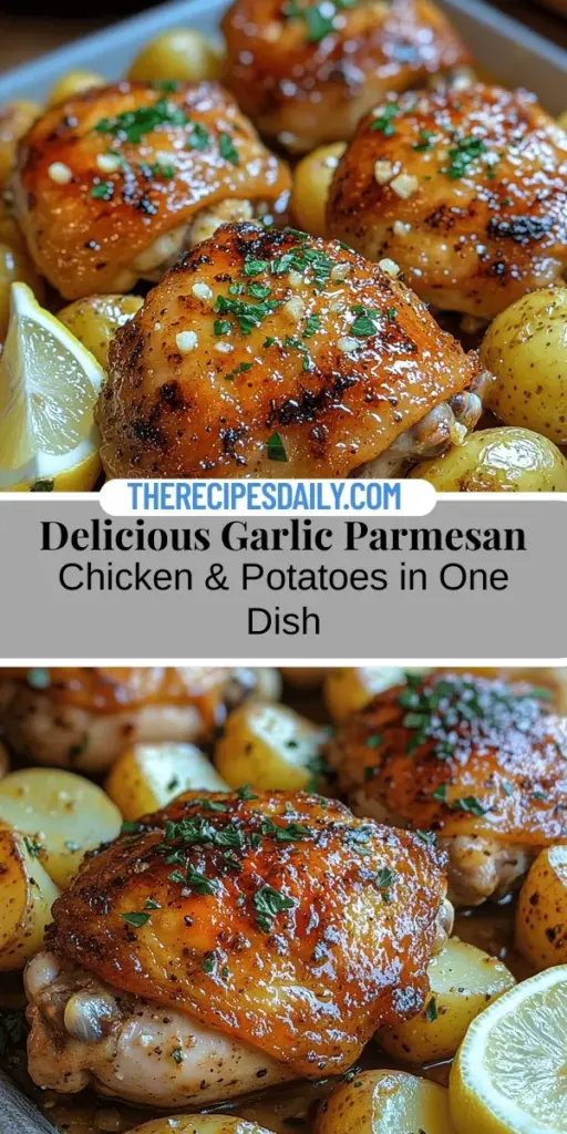 Discover the delightful flavors of Garlic Parmesan Chicken and Potatoes, a simple yet impressive dish perfect for any occasion. This recipe features juicy chicken thighs enveloped in a crispy, golden garlic Parmesan crust, paired with tender, buttery baby potatoes that soak up all the rich, savory juices. Easy to prepare and bursting with flavor, it's ideal for family dinners, gatherings, or cozy nights in, sure to bring comfort and joy to your table. Enjoy a delicious meal without the hassle!