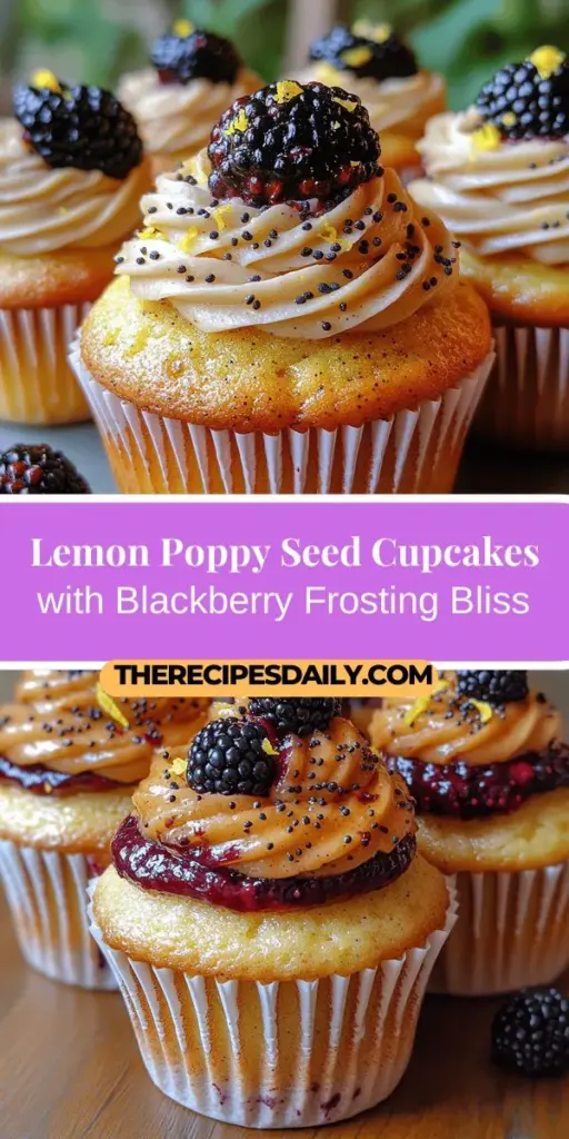 Looking to impress with your baking skills? Try these Zesty Lemon Poppy Seed Delights with Blackberry Bliss! This delightful recipe combines tangy lemon and crunchy poppy seeds for a refreshing cupcake, beautifully topped with a rich blackberry frosting. Perfect for any occasion, these treats not only taste amazing but also look stunning on any dessert table. Dive into the joy of baking and share these mouthwatering cupcakes with family and friends!