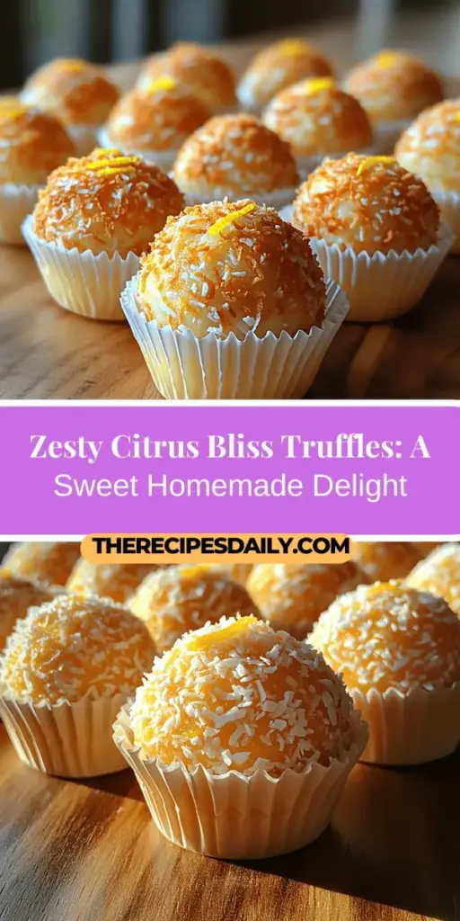Indulge in the refreshing world of homemade Zesty Citrus Bliss Truffles! These delightful treats combine rich white chocolate with the bright flavors of fresh lemon, creating a perfect balance of sweetness and zest. Ideal for parties or as a personal treat, these bite-sized confections are rolled in desiccated coconut for added texture. Learn how to make these charming truffles easily at home and impress your guests with their vibrant flavor and beautiful presentation!