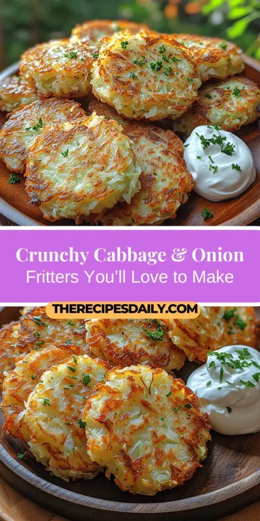 Discover the mouthwatering Crunchy Cabbage & Onion Delights, a healthy twist on classic fritters! Perfect as a snack, appetizer, or side dish, these crispy treats bring together the nutritional power of cabbage and onions, packed with vitamins and fiber. Easy to make and versatile, they can be adapted for gluten-free diets and customized with your favorite spices or additional veggies. Enjoy them freshly fried or reheated, and elevate your meal with delicious dipping sauces!