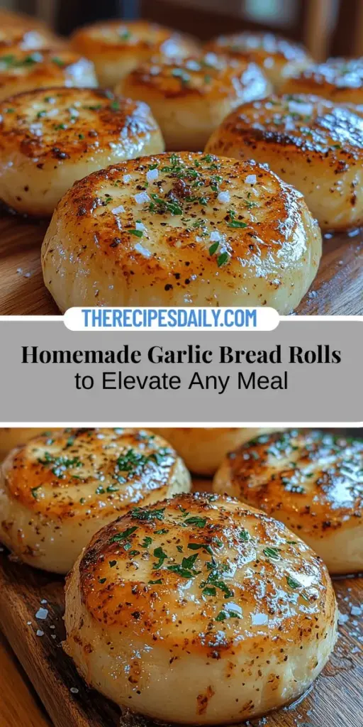 Discover the joy of homemade garlic bread rolls with this simple recipe that will elevate any meal. These rolls are easy to make and perfect as a side for pasta, soups, or as a standalone treat. Infused with aromatic garlic and customizable with herbs and cheese, they deliver a crispy exterior and soft, fluffy interior. Follow our step-by-step guide to create these delightful rolls in your kitchen and impress your family and friends with your baking skills. Enjoy the irresistible aroma while they bake!