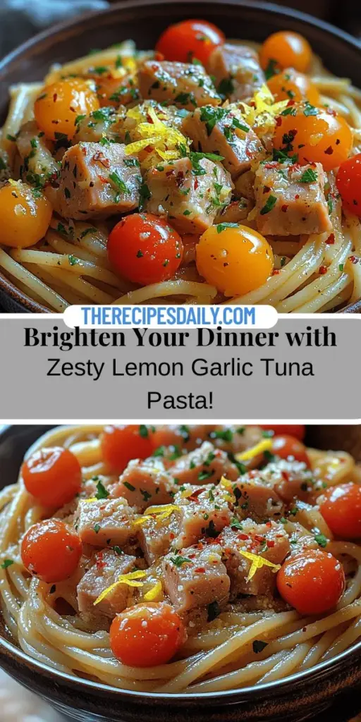 Discover the vibrant flavors of Zesty Lemon Garlic Tuna Pasta, a meal that’s both quick to prepare and packed with nutritious ingredients. In just 20 minutes, enjoy al dente pasta coated in a zesty lemon and garlic sauce, complemented by tender tuna and juicy cherry tomatoes. This dish is not only delicious but also customizable for various dietary preferences. Perfect for busy weeknights or impressing guests, it’s sure to become a household favorite!