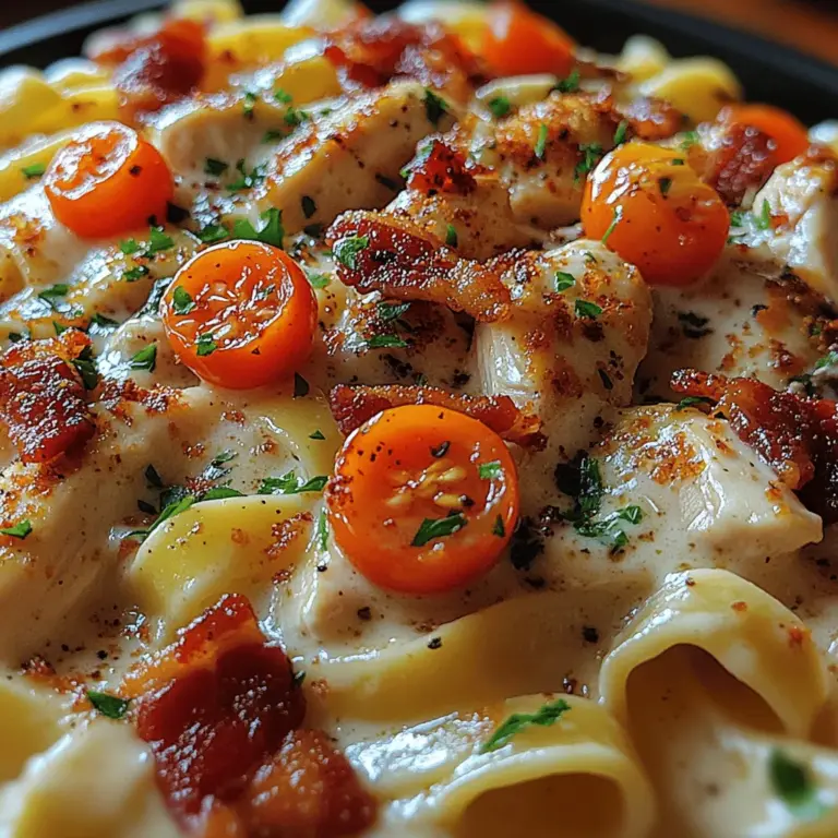 Creamy Chicken and Bacon Pasta is more than just a meal; it’s an experience that brings comfort and satisfaction to the table. This dish combines tender chicken and crispy bacon enveloped in a rich, creamy sauce, making it a favorite for many pasta lovers. Whether you’re preparing for a cozy weeknight dinner or hosting a special gathering, this recipe is sure to impress your family and friends. Its mouthwatering flavors and creamy texture make it a delightful option for any occasion, ensuring that everyone leaves the table feeling satisfied.