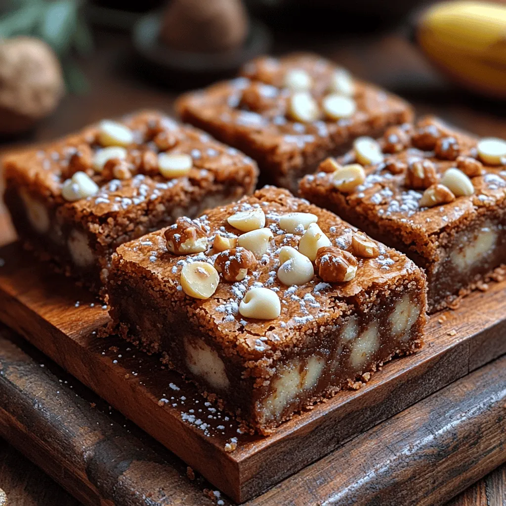 Welcome to the delightful world of baking, where we explore a recipe that is sure to charm your taste buds and brighten your kitchen: Banana Bliss Blondies. This scrumptious treat marries the natural sweetness of ripe bananas with the rich, buttery flavor of brown sugar, creating an irresistible dessert that is both moist and flavorful. Perfect for any occasion, these blondies can be enjoyed as a quick snack or served as a crowd-pleasing dessert at your next gathering. Designed for bakers of all skill levels, this recipe is simple yet rewarding, making it an absolute must-try for anyone with a penchant for sweet treats.