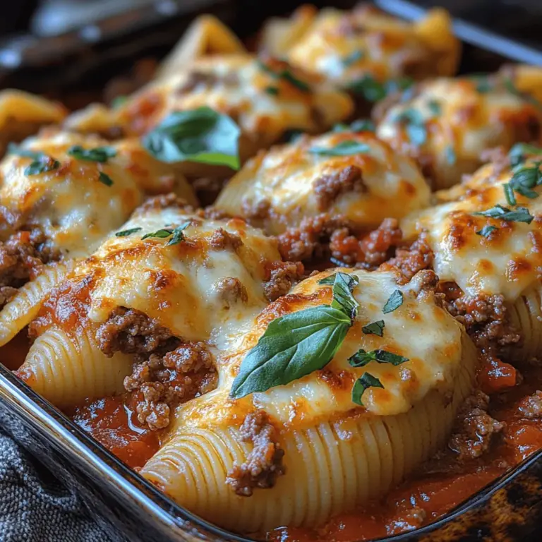 In the world of comfort food, few dishes rival the satisfying experience of Hearty Beef-Stuffed Shells. This delightful recipe brings together the rich, savory flavors of ground beef, the creamy indulgence of cheeses, and the tangy goodness of marinara sauce, all enveloped in oversized pasta shells. It’s a dish that embodies warmth and satisfaction, making it an ideal choice for family dinners, potlucks, or gatherings with friends. The beauty of Hearty Beef-Stuffed Shells lies not only in their taste but also in their convenience; they can be prepared in advance, allowing you to spend more time with loved ones and less time in the kitchen.