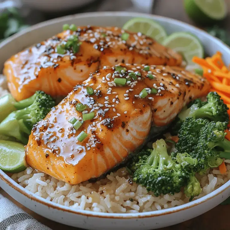 In a world bustling with culinary trends, the Sweet & Savory Honey Garlic Salmon Rice Bowl stands out as a perfect harmony of flavors and textures. This delightful dish combines the rich, buttery taste of salmon with the sweet and savory notes of honey garlic sauce, making it not just a meal but an experience. The contrast between the sweetness of honey and the umami depth of soy sauce creates a flavor profile that appeals to a wide range of palates, from the adventurous food lover to the more traditional eater.
