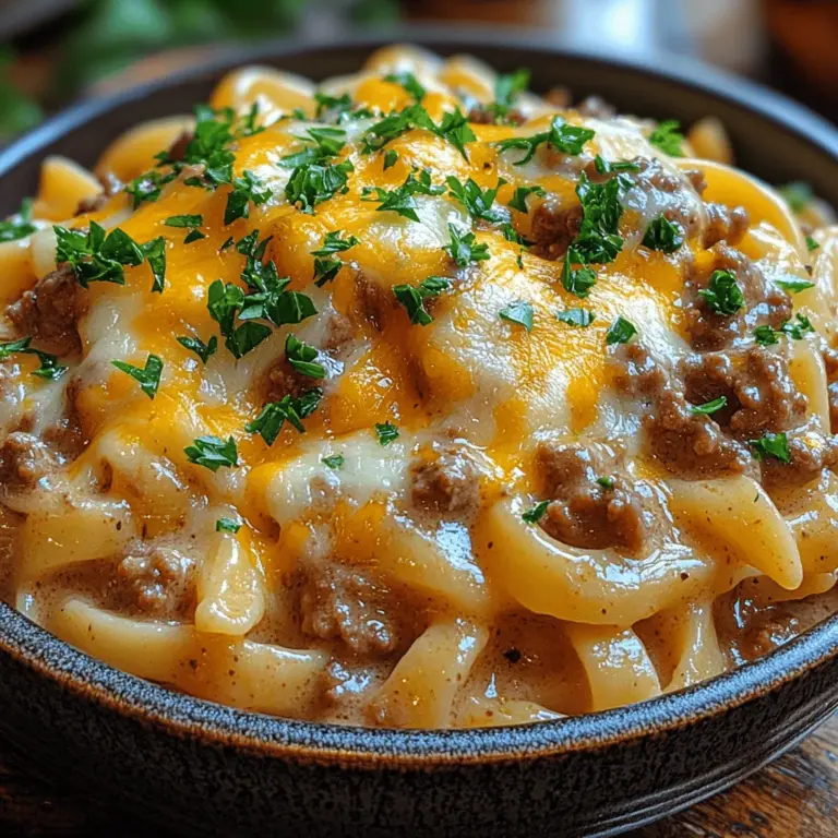 When it comes to comfort food, few dishes can compete with the heartwarming allure of Cheesy Beef and Noodles Delight. This delightful recipe is a staple in many households, known for its creamy, cheesy goodness that warms the soul and satisfies the appetite. Whether you're having a busy weeknight dinner or planning a special gathering with friends and family, this dish adapts perfectly to any occasion. The combination of tender ground beef, soft noodles, and a rich, velvety cheese sauce creates a meal that everyone will love.