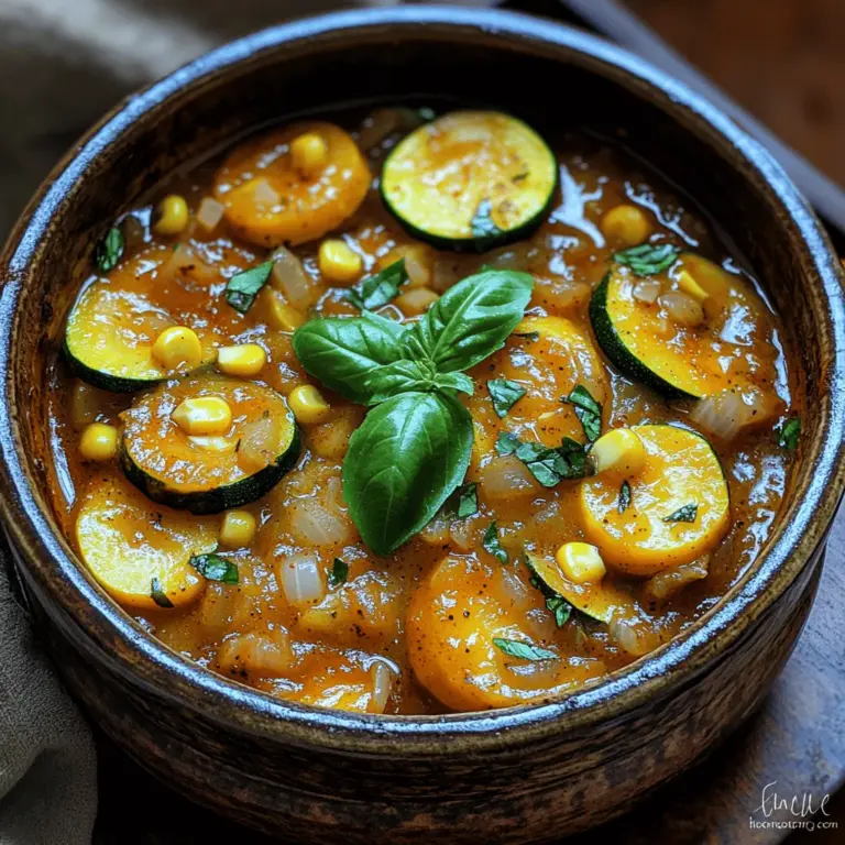 At the heart of Rustic Harmony Stewed Squash are the fresh vegetables that lend their flavors and textures to the dish. The primary ingredients, yellow squash and zucchini, are not only staples in summer cooking but also versatile enough to shine in a variety of recipes.