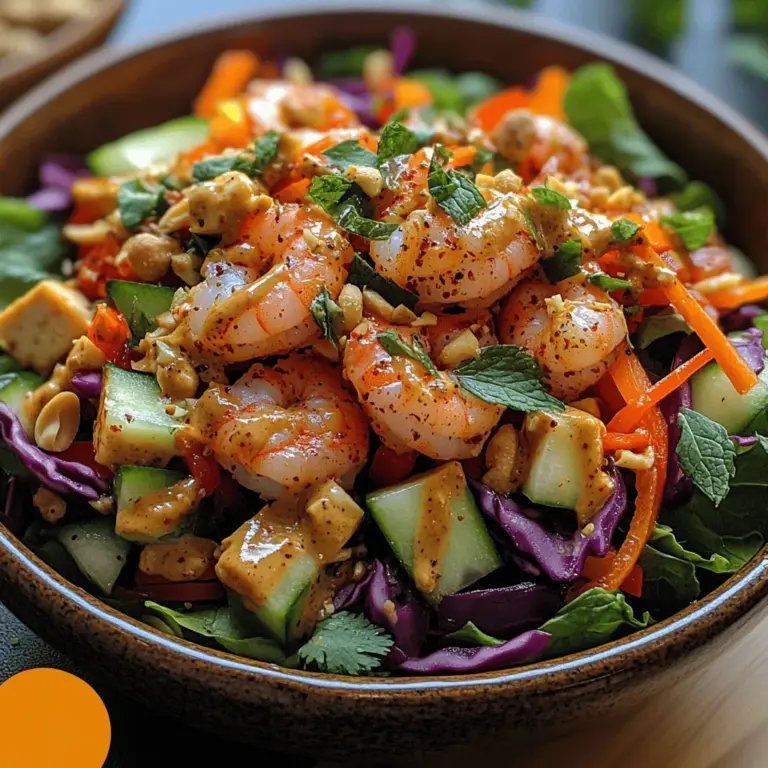 If you're looking for a dish that bursts with vibrant flavors and a kaleidoscope of colors, the Fresh Spring Roll Salad with Creamy Peanut Dressing is the perfect choice. This salad takes the beloved elements of traditional spring rolls—fresh vegetables, herbs, and satisfying protein—and transforms them into a light, refreshing salad that's as visually appealing as it is delicious. The beauty of this dish lies in its versatility; it can easily cater to a variety of dietary preferences, whether you're vegan, vegetarian, or gluten-free.