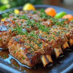 The herb-crusted rack of lamb is a dish that encapsulates elegance and flavor in one stunning presentation. This culinary masterpiece features tender, juicy lamb chops coated with a fragrant herb crust, offering a delightful contrast between the savory meat and the aromatic herbs. Perfect for special occasions, holiday gatherings, or an impressive dinner at home, this dish elevates any dining experience and is sure to impress your family and friends.