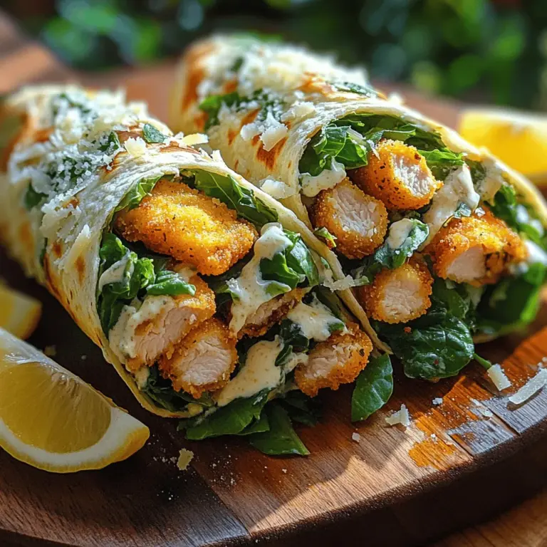 The Crispy Chicken Caesar Wrap is a delightful fusion of flavors and textures, perfect for lunch, dinner, or a quick snack. This recipe brings together tender, seasoned chicken, crisp romaine lettuce, creamy Caesar dressing, and crunchy croutons, all wrapped in a soft tortilla. With a prep time of just 15 minutes and a total time of 30 minutes, this dish is not only easy to prepare but also satisfying and versatile. Whether you're packing a lunch for work, preparing a quick dinner after a long day, or looking for a tasty snack, this wrap can cater to all your needs. In this article, we will delve into the details of making this wrap, discuss its nutritional benefits, and explore variations to suit different tastes.
