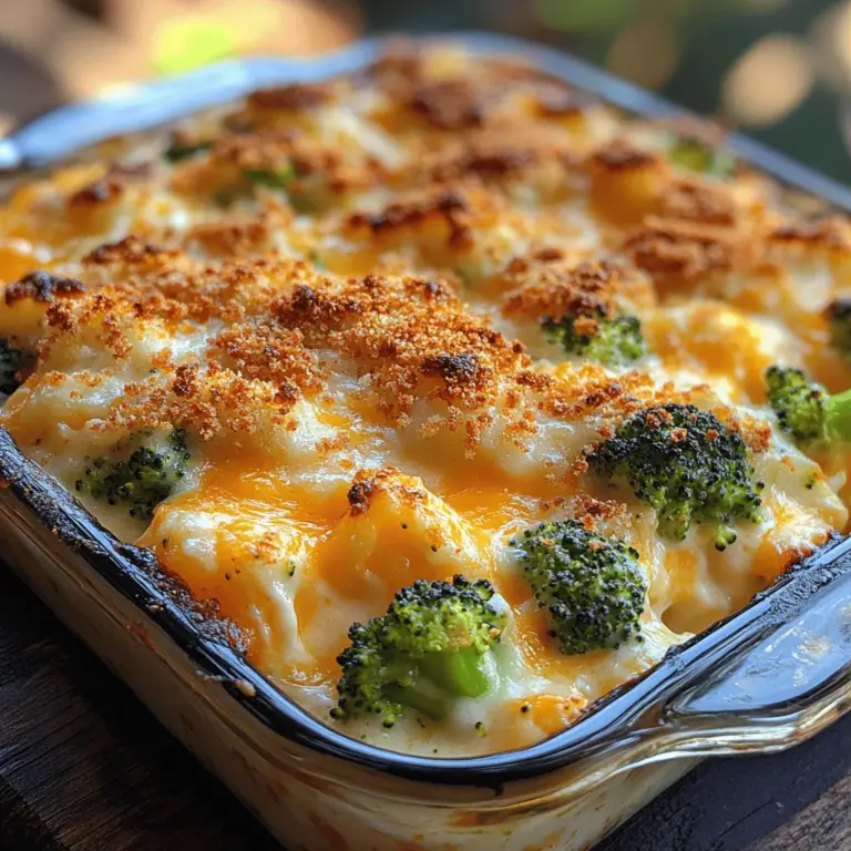To create the Cheesy Broccoli Bliss Casserole, you’ll need to gather a few key ingredients. Each component plays a vital role in crafting a dish that is not only delicious but also nourishing. Let’s take a closer look at these ingredients and their contributions to this delightful casserole.