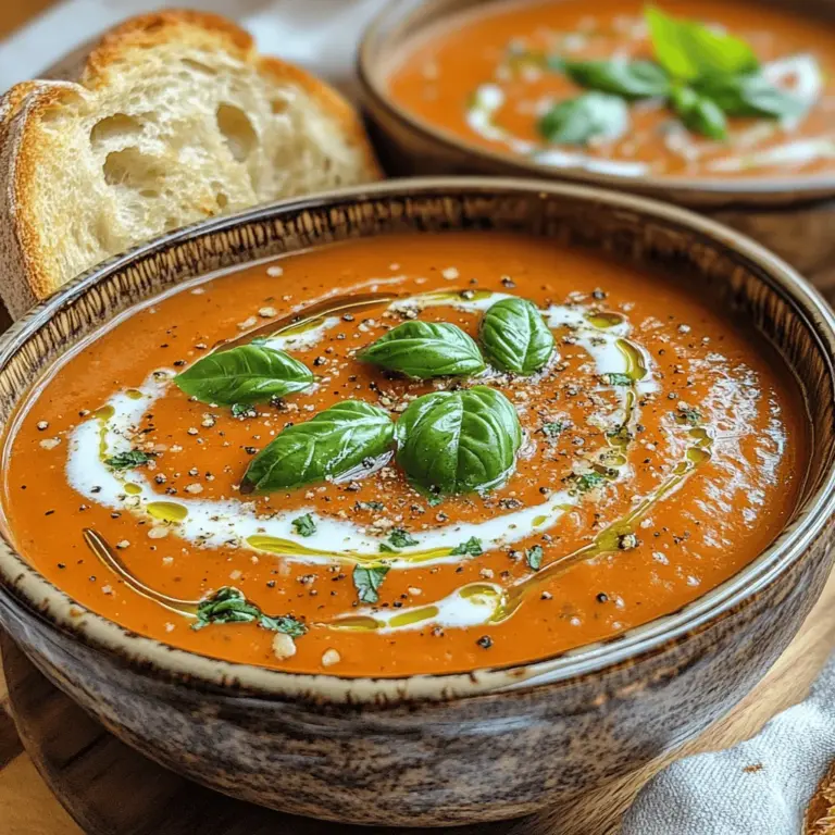 There's something undeniably comforting about a warm bowl of tomato basil soup. It wraps you in warmth and nostalgia, evoking memories of cozy dinners on rainy afternoons or gatherings with loved ones around the dinner table. This Silky Smooth Tomato Basil Bliss Soup is not just another recipe; it's a delightful embrace of flavors that speaks to the heart. The vibrant red of the tomatoes, the aromatic whispers of fresh basil, and the creamy texture come together to create a dish that is both nourishing and satisfying.