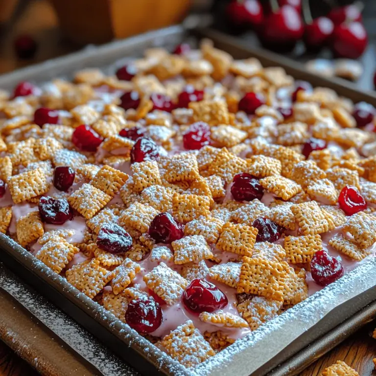 If you’re searching for a delightful and nostalgic treat that combines the flavors of cherry and cheesecake, look no further than Cherry Cheesecake Puppy Chow. This scrumptious snack mixes the sweet and creamy essence of classic cheesecake with the playful crunch of Puppy Chow, making it the perfect indulgence for any occasion. Whether you’re preparing for a family gathering, a movie night, or simply craving a sweet bite, Cherry Cheesecake Puppy Chow is sure to satisfy your taste buds and bring a smile to your face.