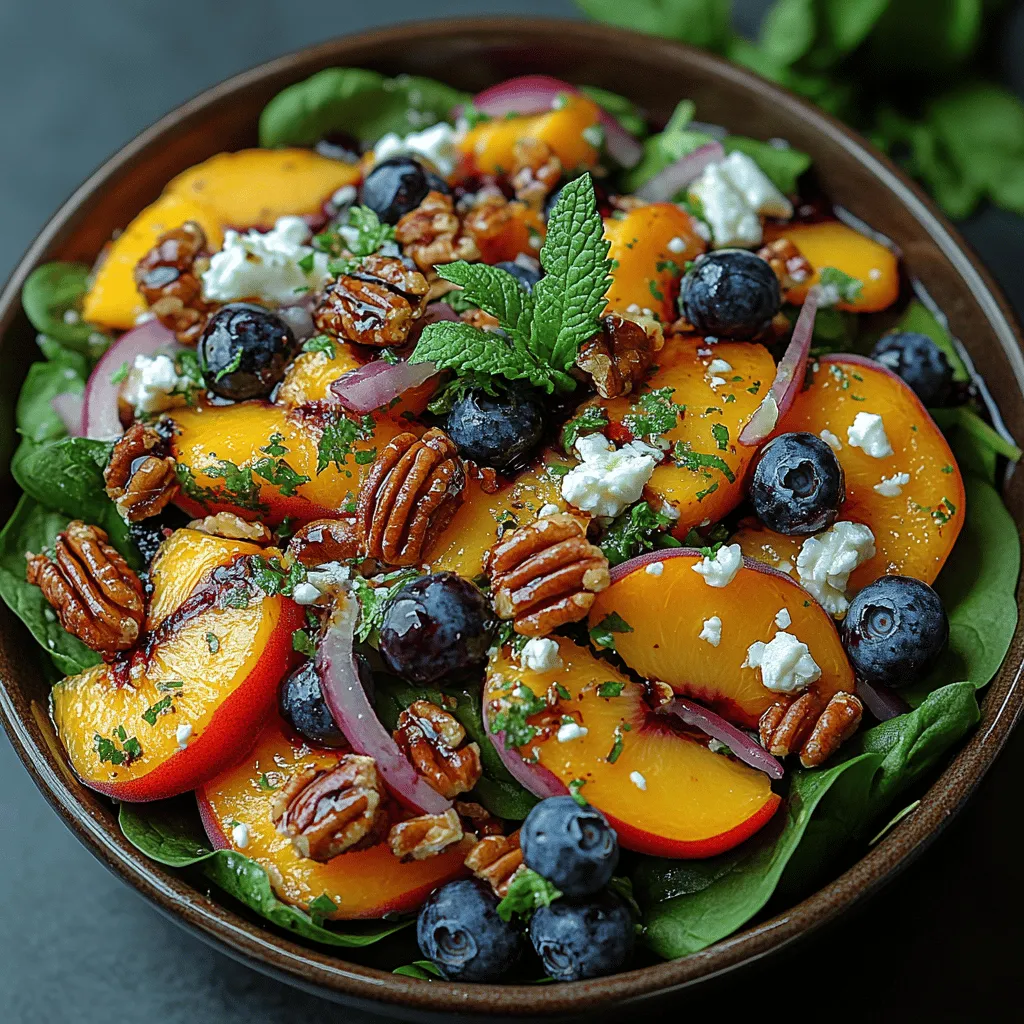 As summer approaches and the sun shines brighter, there's nothing quite like a refreshing salad to brighten your dining experience. The Blueberry Peach Feta Salad is a vibrant and delicious dish that perfectly captures the essence of warm-weather dining. This salad combines the sweet juiciness of ripe peaches and blueberries with the savory creaminess of feta cheese, creating a delightful balance of flavors that is both satisfying and nutritious. Whether you're looking for a side dish to complement a barbecue, a light meal for a hot day, or a colorful addition to your picnic spread, this salad serves it all with flair.
