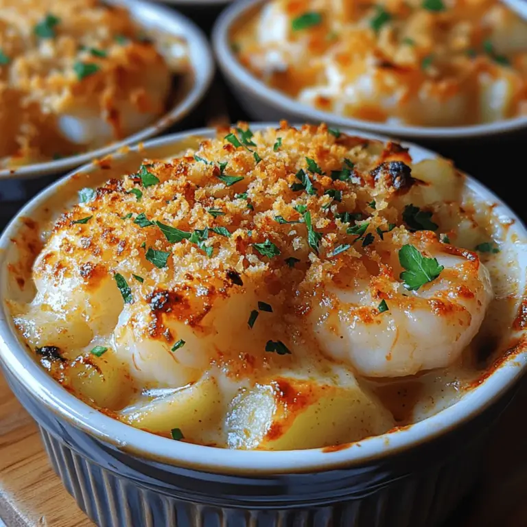 Seafood cassolette is a gourmet dish that combines the richness of the ocean with the comforts of a warm, creamy bake. Originating from the traditional cassolette, a French term that refers to a small dish used for baking or serving, this modern interpretation highlights a medley of fresh seafood enveloped in a luxurious sauce. The dish not only offers a feast for the palate but also an aesthetic delight, making it a popular choice for dinner parties and special occasions.