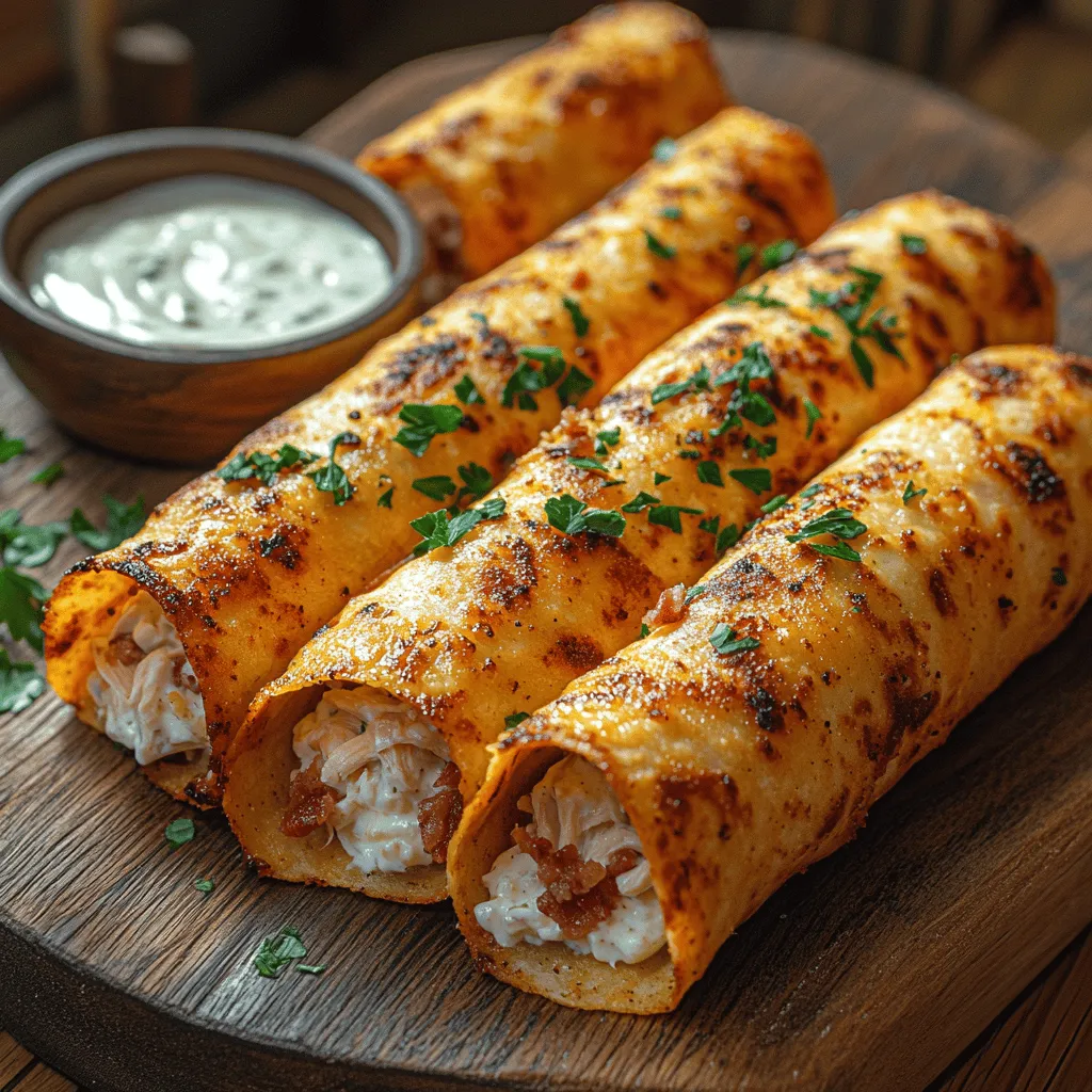 Are you ready to explore a scrumptious low-carb option that ticks all the boxes for flavor and convenience? Welcome to the delightful world of Keto Chicken Bacon Ranch Taquitos! These taquitos are a perfect fusion of tender, shredded chicken, crispy bacon, and a rich blend of cheeses, all beautifully wrapped in a pliable, low-carb tortilla. Whether you're looking for a quick weeknight dinner solution or an eye-catching snack for your next gathering, these taquitos will surely impress both keto dieters and non-dieters alike.