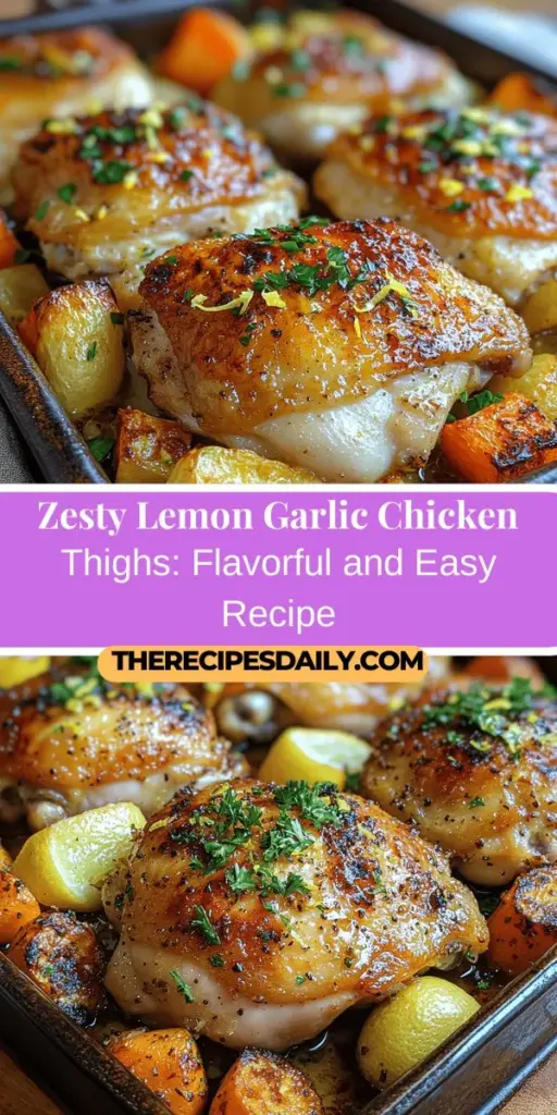 Discover the irresistible flavors of Zesty Lemon Garlic Roasted Chicken Thighs with this simple yet mouthwatering recipe. The bright acidity of fresh lemons blends perfectly with aromatic garlic, creating a dish that’s both satisfying and aromatic. Perfect for busy weeknights or special gatherings, this recipe features juicy chicken thighs that stay tender and flavorful. Elevate your dinner experience with easy preparation steps, tasty sides, and serving suggestions that will impress everyone at the table. Enjoy a delicious meal that’s sure to become a staple in your cooking repertoire!