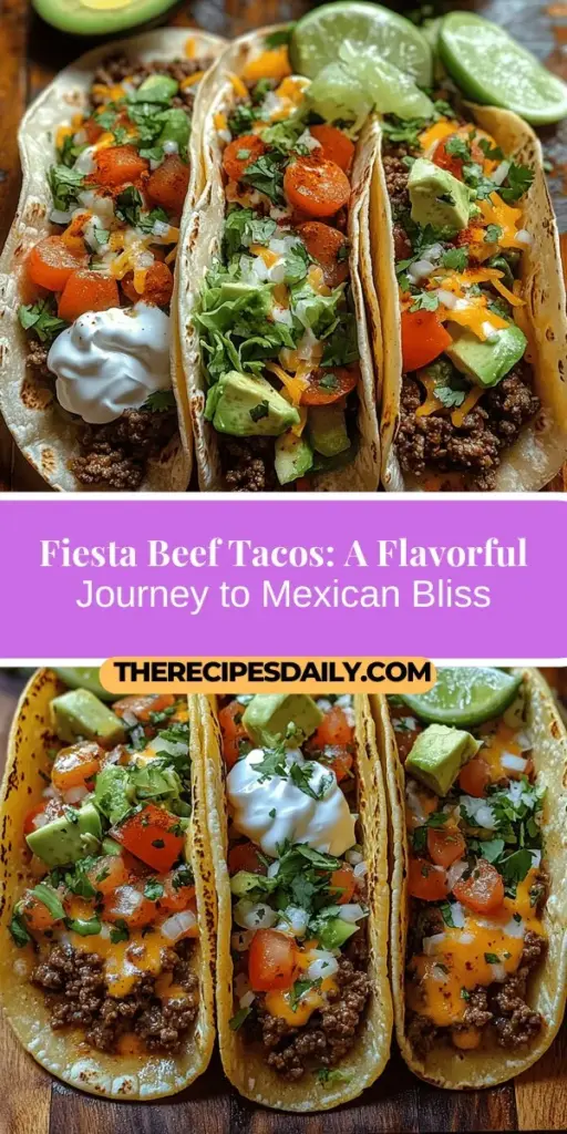 Discover the joy of creating Flavorful Fiesta Beef Tacos with this detailed guide that celebrates the rich tastes of Mexican cuisine. You'll learn how to prepare a delicious ground beef filling, seasoned with aromatic spices and topped with fresh veggies, cheese, and zesty lime. Whether you're a seasoned cook or a newcomer, this recipe will make taco night unforgettable. Gather your ingredients and get ready to impress your family and friends with homemade tacos!