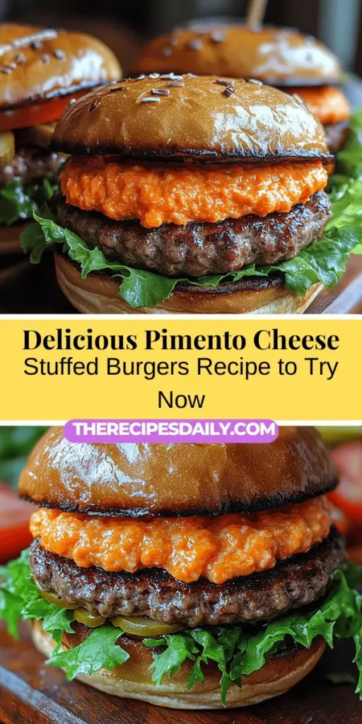 Elevate your backyard barbecues with these irresistible pimento cheese stuffed burgers. This recipe combines the rich flavors of creamy pimento cheese and juicy beef for a delightful surprise with every bite. Perfect for summer cookouts, the savory filling transforms the classic burger into a gourmet experience. With easy-to-follow steps for crafting and cooking, you'll impress family and friends while enjoying a comforting yet exciting meal. Discover the joy of making these mouthwatering burgers today!