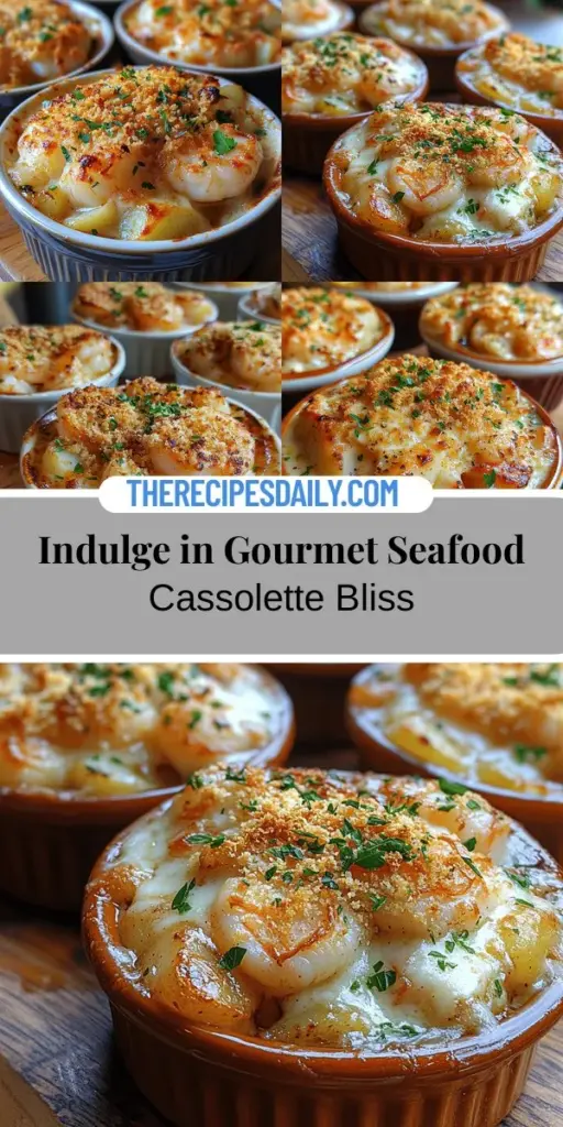 Experience the culinary magic of seafood with a Gourmet Seafood Cassolette that combines fresh, high-quality seafood in a rich, creamy sauce topped with a golden, crispy crust. This French-inspired dish is perfect for special occasions and offers a delightful blend of textures and flavors. With each bite, savor the harmony created by shrimp, scallops, and mussels, complemented by aromatic herbs and topped with Gruyère cheese. Elevate your dining experience with this exquisite seafood delight.