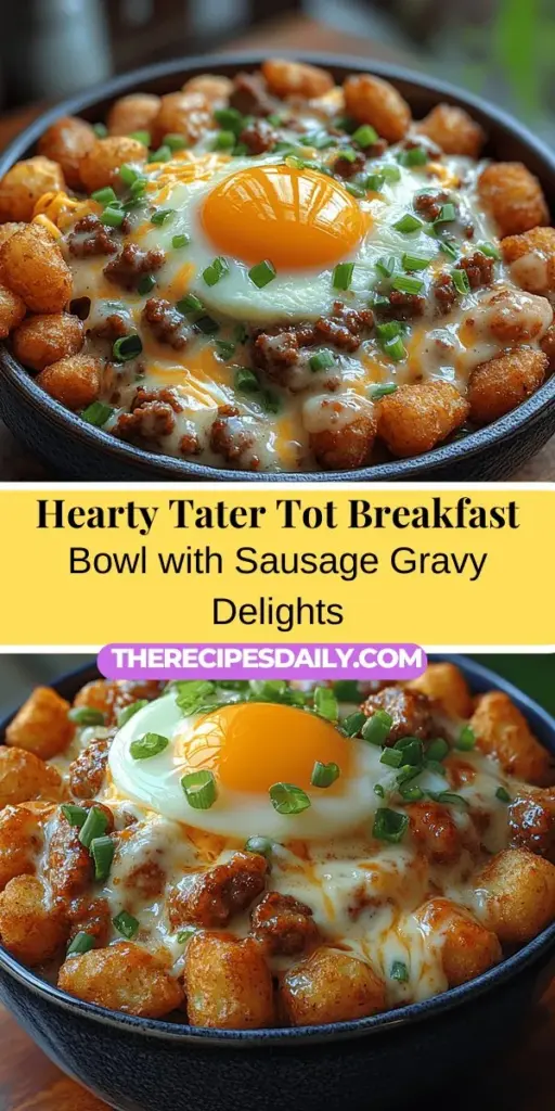 Start your day right with a Tater Tot Breakfast Bowl featuring savory sausage gravy! This hearty breakfast combines crispy tater tots and creamy gravy with customizable toppings, making it perfect for any palate. Choose your favorite sausage, whether traditional pork, lean turkey, or flavorful plant-based alternatives. Add eggs and cheese for extra richness, and finish with fresh garnishes for a delicious twist. Explore the ultimate comfort food and create a breakfast favorite for you and your family!
