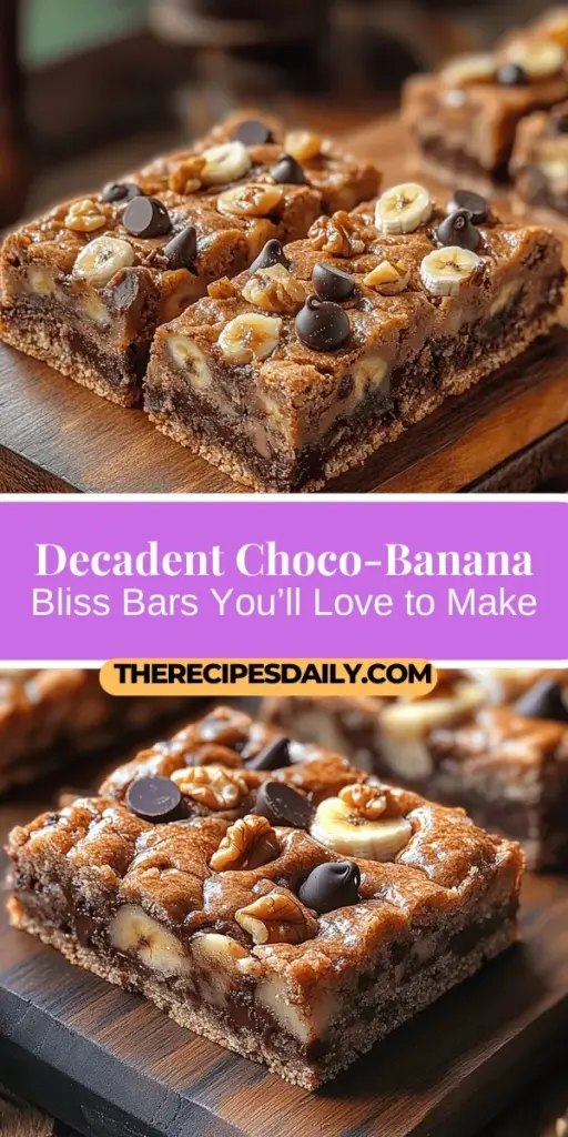 Indulge in the deliciousness of Choco-Banana Bliss Bars, where ripe bananas meet rich chocolate for a perfect treat. These easy-to-make bars are a crowd favorite, ideal for snacking, lunchboxes, or as a sweet surprise for gatherings. With simple ingredients and health benefits from bananas and dark chocolate, this dessert is both satisfying and nutritious. Gather your ingredients and enjoy creating these delightful bars for everyone to savor!