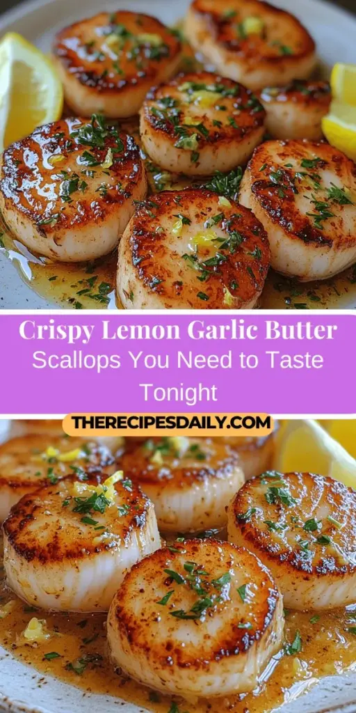 Discover the exquisite taste of Crispy Lemon Garlic Butter Scallops with this easy recipe perfect for dinner. Scallops are a seafood delicacy known for their sweet, tender meat and golden, crispy exterior. This dish combines fresh, high-quality ingredients like lemon, garlic, and butter to create a refreshing yet indulgent meal. Enjoy the rich flavors and nutritional benefits of scallops while impressing your guests or elevating your weekday meals with this gourmet treat.