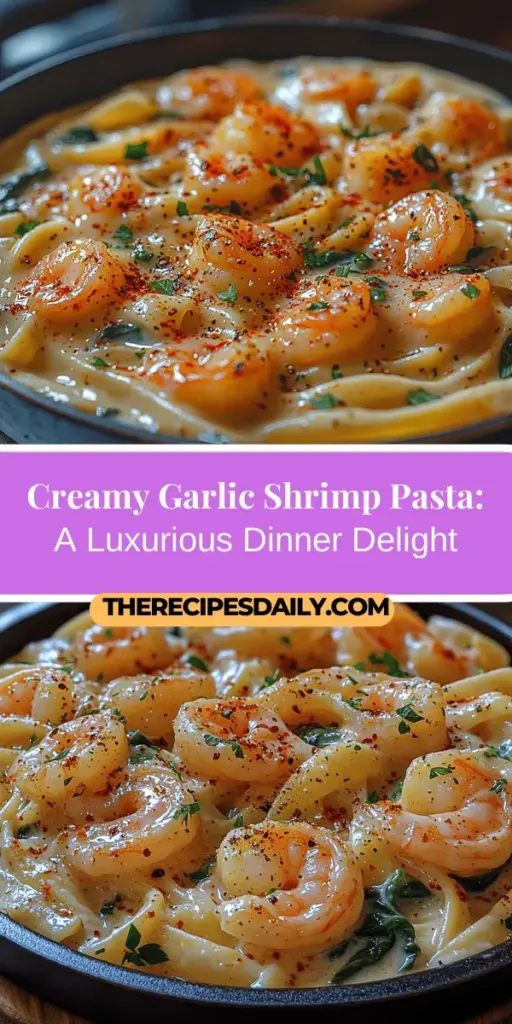 Indulge in the creamy goodness of Garlic Shrimp Pasta, a dish that perfectly combines comfort and sophistication. Tender fettuccine is enveloped in a rich, garlicky sauce, complemented by succulent shrimp and fresh spinach. This easy-to-follow recipe makes for a delightful meal whether you're hosting friends or enjoying a cozy night in. With its balance of flavors and textures, this pasta is sure to impress any palate. Let's elevate your dinner with this culinary masterpiece!