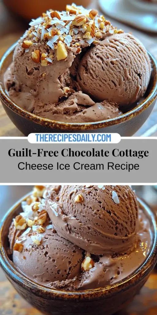 Indulge in a creamy and nutritious dessert with Guilt-Free Chocolate Cottage Cheese Ice Cream. This innovative treat blends the rich taste of chocolate with the health benefits of low-fat cottage cheese, delivering a high-protein, low-calorie dessert that satisfies your sweet cravings. Easy to customize with different sweeteners and mix-ins, this recipe offers a delicious way to enjoy frozen treats without the guilt. Perfect for anyone looking to maintain their health goals while enjoying a delicious dessert!