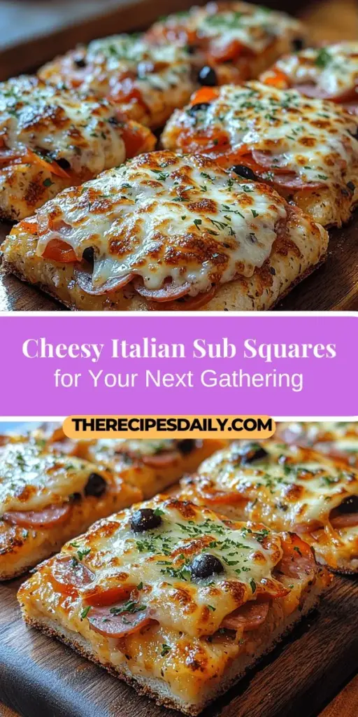Looking for an easy yet impressive dish to share with family and friends? Try these Deliciously Cheesy Italian Sub Squares! They combine all the classic flavors of an Italian sub into a cheesy, shareable treat that everyone will love. With layers of savory meats, gooey cheeses, and fresh veggies wrapped in a golden, buttery crust, these squares are perfect for any occasion—from parties to family dinners. Discover how to make this crowd-pleaser and bring Italian flavors to your table!