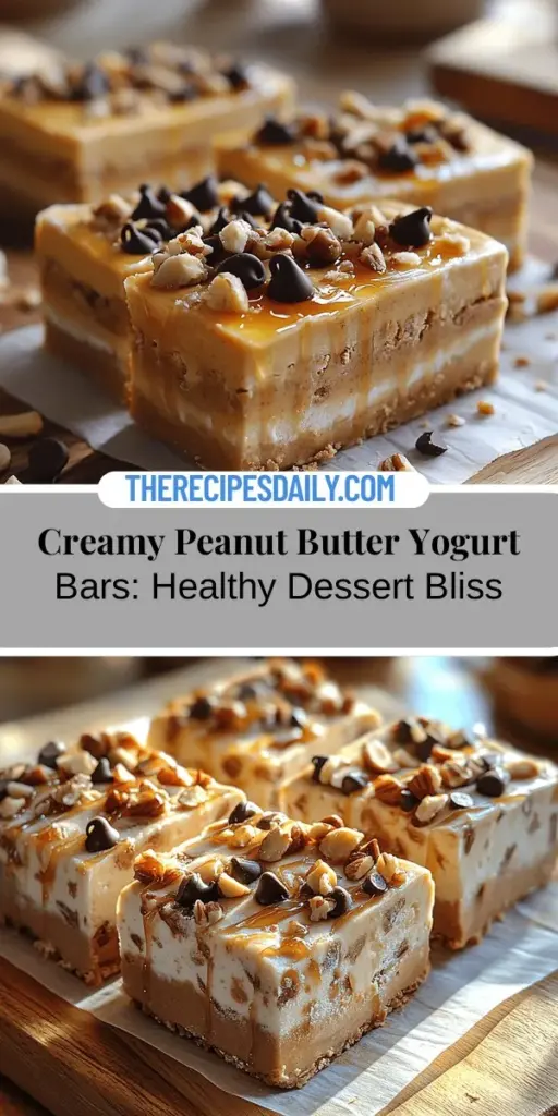 Indulge your sweet tooth without the guilt with these Creamy Peanut Butter Frozen Yogurt Bars! Perfect for warm days or a nutritious snack, this easy recipe combines protein-packed Greek yogurt and rich peanut butter for a creamy treat. With customizable toppings like dark chocolate chips and nuts, you can tailor them to your taste. These bars are not only delicious but also nutritious, making them a fantastic option for the whole family. Enjoy a wholesome dessert that everyone will love!