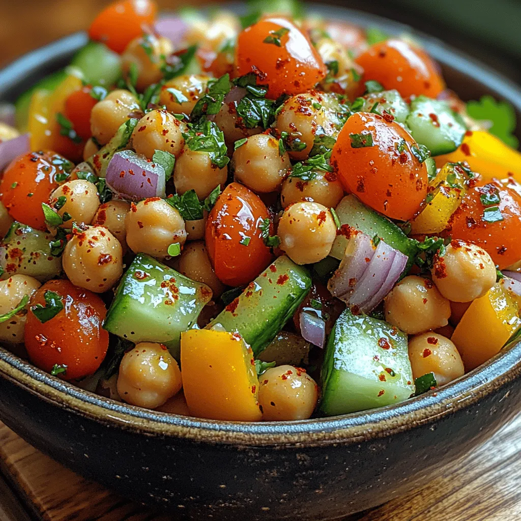 Before diving into the recipe, it’s essential to understand the health benefits of the ingredients used in this salad. Chickpeas, or garbanzo beans, are rich in protein, fiber, and essential vitamins, making them an ideal choice for those following plant-based diets. A single cup of cooked chickpeas contains about 15 grams of protein and 12 grams of fiber, which can help keep you feeling full and satisfied. They are also a good source of several key nutrients including iron, magnesium, and folate.