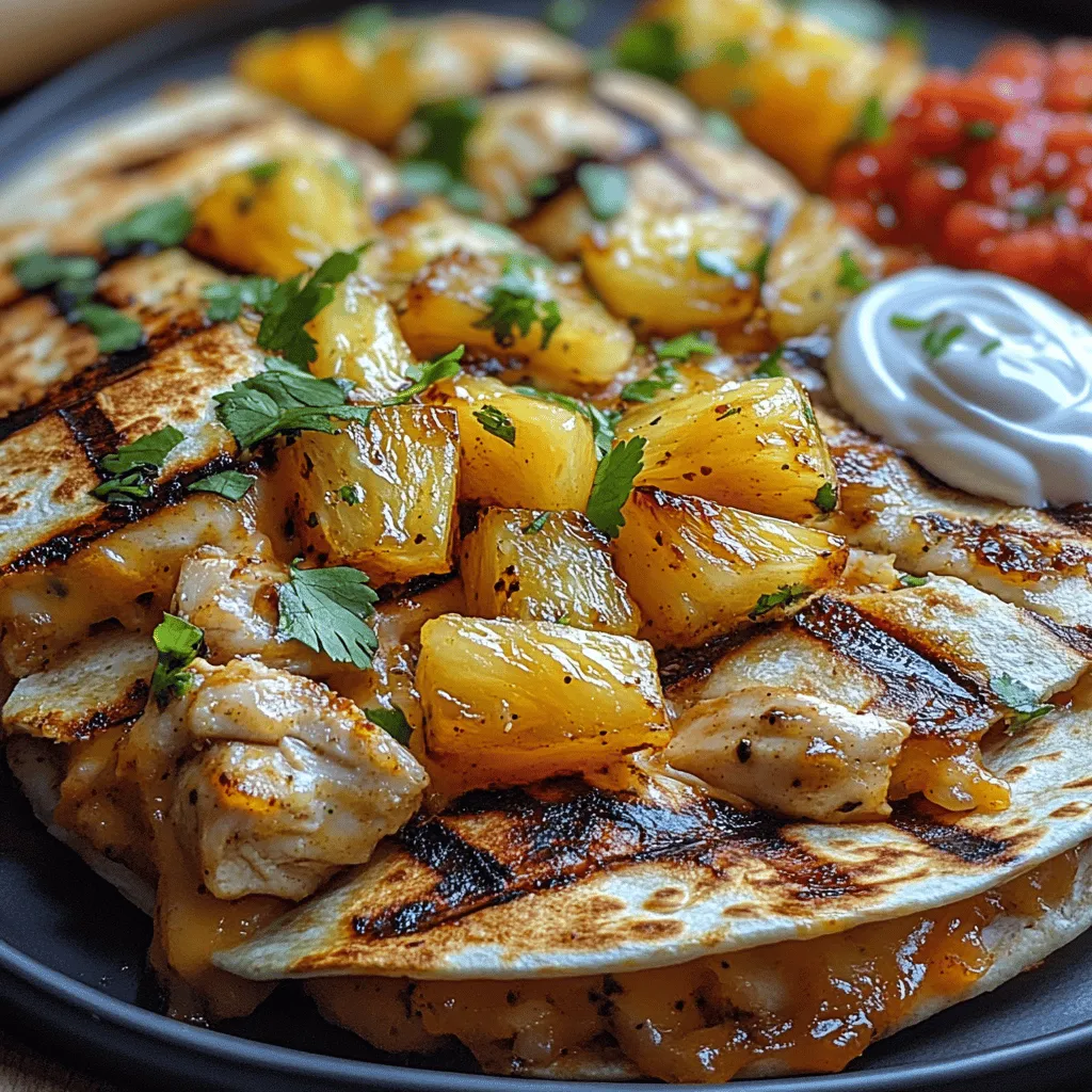 Embarking on a culinary journey through the vibrant flavors of the tropics, the Tropical Delight Grilled Chicken Pineapple Quesadilla is an exquisite fusion of savory and sweet. This innovative twist on a classic quesadilla transports your taste buds to sun-soaked beaches, offering a delightful combination of grilled chicken, succulent pineapple, and gooey melted cheese, all wrapped in crispy tortillas. Whether you're looking for a quick weeknight dinner or a show-stopping dish for a weekend gathering with friends, this recipe is sure to impress.