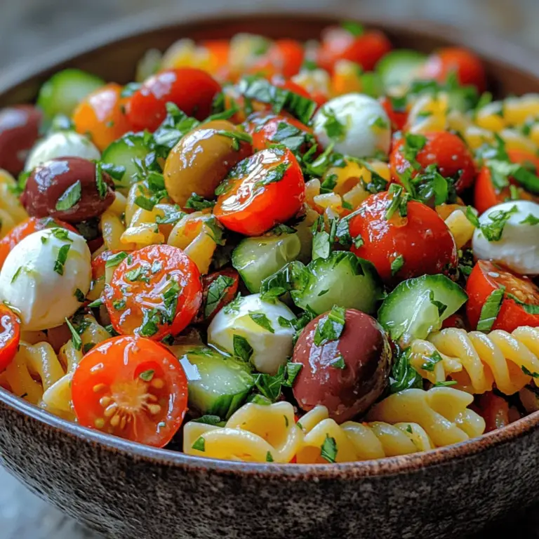 Mediterranean cuisine is celebrated for its vibrant flavors, colorful ingredients, and wholesome nutrition. This culinary tradition, deeply rooted in the cultures surrounding the Mediterranean Sea, emphasizes fresh vegetables, healthy fats, and aromatic herbs, offering a delightful array of dishes that can satisfy both the palate and the body. One such dish that captures the essence of this vibrant cuisine is the Mediterranean Bliss Pasta Salad. This versatile salad serves as an ideal choice for various occasions, from casual family dinners to festive gatherings and potlucks.