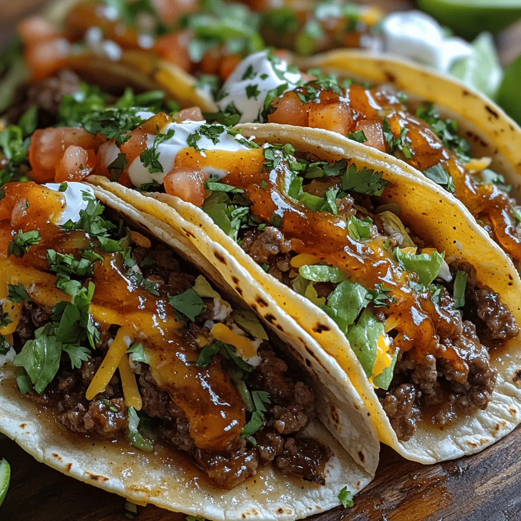 Tacos are a beloved staple in many cuisines around the world, celebrated for their versatility and the ability to pack a punch of flavors in every bite. Among the myriad of taco recipes available, the Savory Garlic Butter Honey BBQ Beef Tacos stand out as a delightful fusion of sweet and savory notes. This recipe not only showcases the richness of ground beef but also elevates it with the aromatic allure of garlic and the sweet undertones of honey, balanced perfectly with zesty BBQ sauce. Whether you’re looking for a quick weeknight dinner solution or planning a casual gathering with friends, these tacos are sure to impress and satisfy.