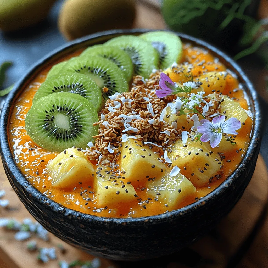 Embark on a culinary journey to the tropics with the Tropical Papaya Paradise Smoothie Bowl, a refreshing and nutritious treat that is as delightful to the eyes as it is to the palate. This smoothie bowl combines the natural sweetness of ripe papaya and banana with the creaminess of Greek yogurt, all blended together with luscious coconut milk and a medley of tropical fruits. Perfect for breakfast, a post-workout snack, or a light dessert, this recipe is packed with vitamins and minerals while being easy to prepare.