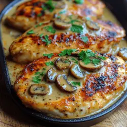 Creamy Garlic Mushroom Chicken is a dish that perfectly balances the comfort of home cooking with an air of elegance. This delectable meal combines juicy chicken breasts with a rich, creamy sauce infused with aromatic garlic and earthy mushrooms. It's a symphony of flavors that not only satisfies the palate but also warms the heart, making it an ideal choice for both busy weeknight dinners and special occasions.