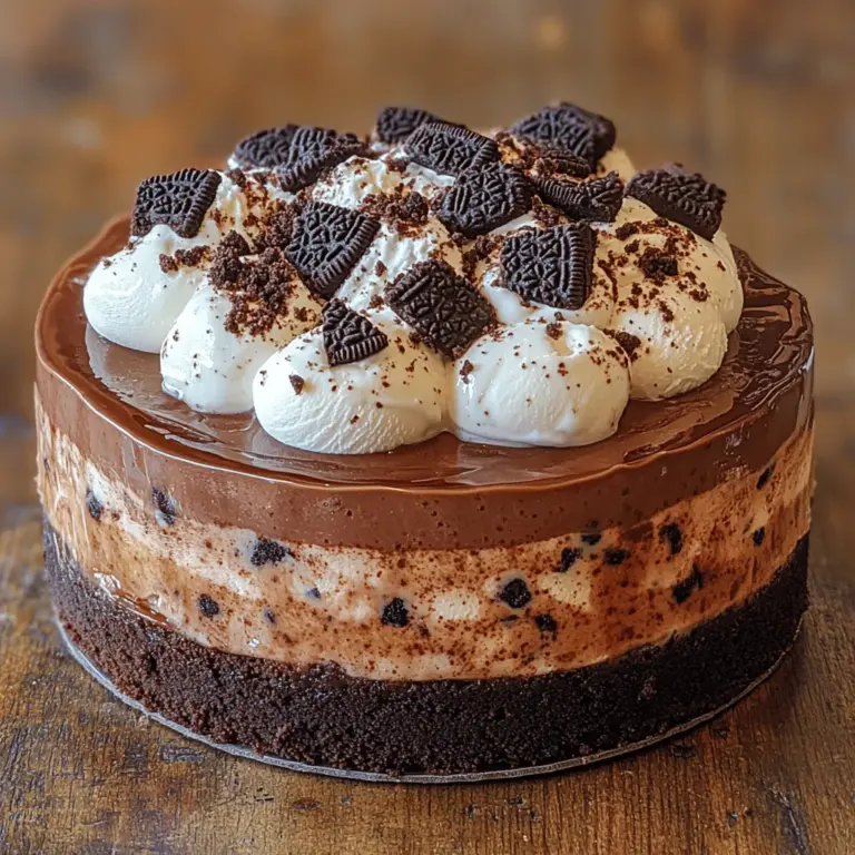 Imagine slicing through a decadent layer of chocolate cake, revealing a smooth, velvety layer of cookies and cream ice cream, all topped off with a generous dollop of whipped cream. This ice cream cake is not just a treat for the taste buds; it's a feast for the eyes. The chocolate cake provides a rich, deep flavor that pairs perfectly with the sweet, cookie-studded ice cream. The contrasting textures of the soft cake, creamy ice cream, and airy whipped topping create a delightful experience in every bite.