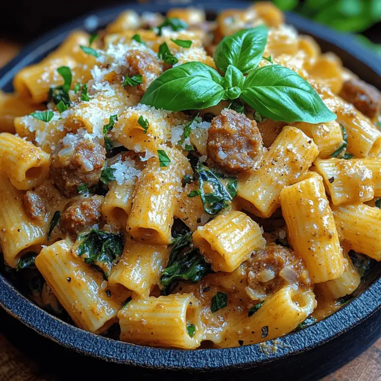 If you’re searching for a dish that perfectly balances rich flavors, comforting textures, and family-friendly appeal, look no further than Creamy Sausage Rigatoni. This hearty pasta dish is a celebration of flavor, bringing together savory Italian sausage, a luscious creamy sauce, and vibrant spinach. It's a meal that not only satisfies the palate but also warms the heart, making it a popular choice for weeknight dinners, special occasions, or any gathering where comfort food is in demand.