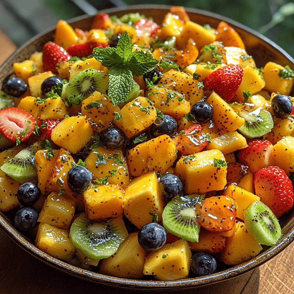 Fruit salads are a delightful and colorful way to enjoy the natural sweetness and health benefits of fresh fruits. They are not only visually appealing but also packed with essential nutrients that contribute to a balanced diet. The versatility of fruit salads allows them to be served at any occasion, whether as a light breakfast, a refreshing snack, a side dish at a summer barbecue, or a vibrant dessert at a festive gathering.