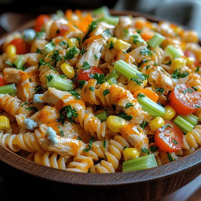 Are you searching for the perfect dish to bring to your next gathering or picnic? Look no further than the Buffalo Bliss Chicken Pasta Salad. This vibrant, flavor-packed salad is not only delicious but also incredibly versatile. Whether you’re hosting a summer barbecue, attending a potluck, or simply looking for a satisfying meal prep option, this dish is sure to impress. With its harmonious blend of spicy, creamy, and crunchy elements, each bite delivers a delightful explosion of flavor that will have everyone coming back for seconds.
